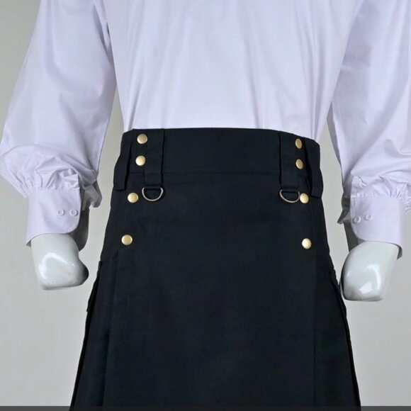 Scottish 6 Pockets Men kilt Black Cargo stylish Traditional  Utlity Kilt NEW - Picture 1 of 8